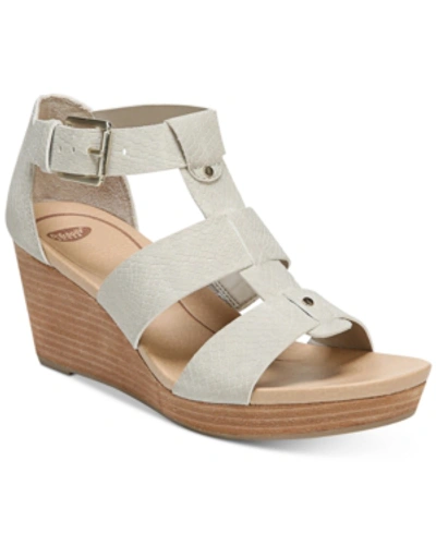 Dr. Scholl's Women's Barton-wedge Sandals Women's Shoes In Grey Snake Print Faux Leather