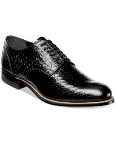 Stacy Adams Madison Mens Leather Animal Print Oxfords In Black