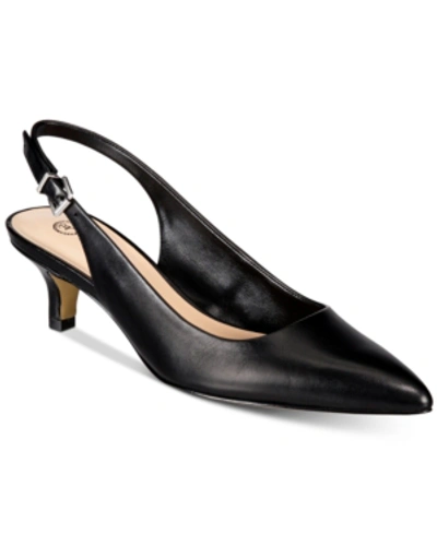 Bella Vita Scarlett Womens Leather Pointed Toe Kitten Heels In Black Leather