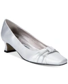 Easy Street Eloise Ruched Block Heel Pump In Silver
