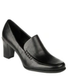 Franco Sarto Nolan Womens Leather Slip On Loafer Heels In Black