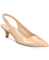 Bella Vita Scarlett Ii Womens Faux Leather Pointed Toe Slingback Heels In Nude Patent