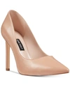 Nine West Flax Womens Pumps Leather Heels In Barely Nude Leather