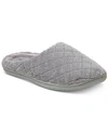Dearfoams Womens Leslie Quilted Microfiber Terry Memory Foam Clog Slipper In Medium Gray