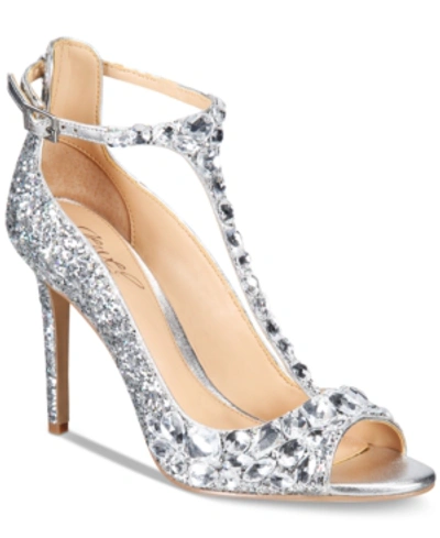 Jewel Badgley Mischka Conroy Womens Glitter Stilettos Dress Sandals In Multi