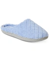 Dearfoams Womens Leslie Quilted Microfiber Terry Memory Foam Clog Slipper In Iceberg