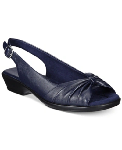 Easy Street Fantasia Womens Faux Leather Square Toe Slingback Sandals In Navy