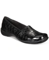 Easy Street Purpose Womens Faux Leather Square Toe Loafers In Black Patent Croco