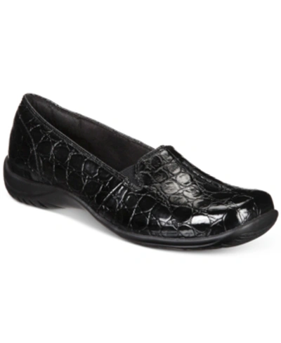 Easy Street Purpose Comfort Flat In Black Patent Croco