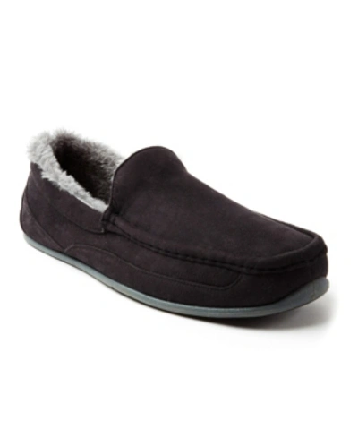 Deer Stags Spun Mens Faux Suede Faux Fur Lined Loafer Slippers In Black