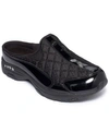Easy Spirit Traveltime Classic Clogs - Wide In Black/silver Patent In Black Quilted