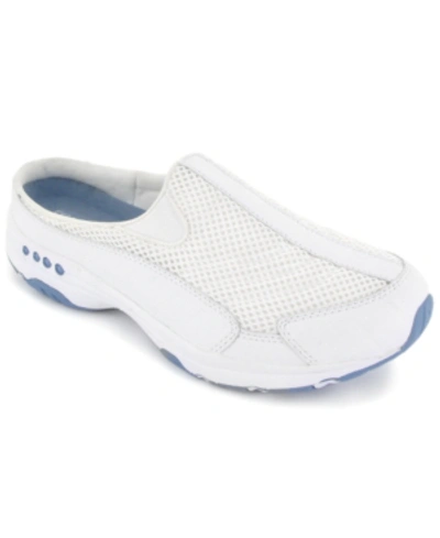 Easy Spirit Travel Port 67 Womens Faux Leather Slip On Sneakers In White,blue