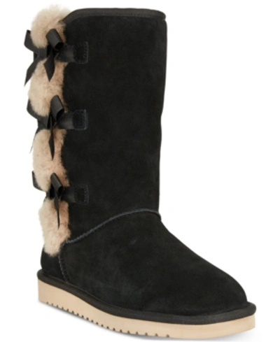 Koolaburra By Ugg Victoria Tall Genuine Dyed Shearling Trim & Faux Fur Boot In Black