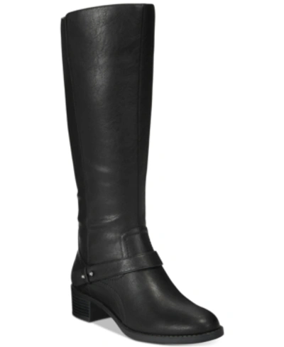 Easy Street Jewel Wide-calf Riding Boots In Black/ Black Embossed/ Gore