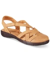 Easy Street Garrett Womens Faux Leather Strappy Flat Sandals In Brown
