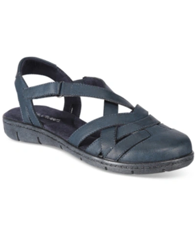 Easy Street Garrett Womens Faux Leather Closed Toe Slingback Sandals In Navy