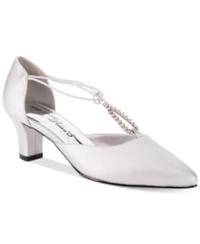 Easy Street Moonlight Womens Satin Double D'orsay Evening Sandals In Silver Satin