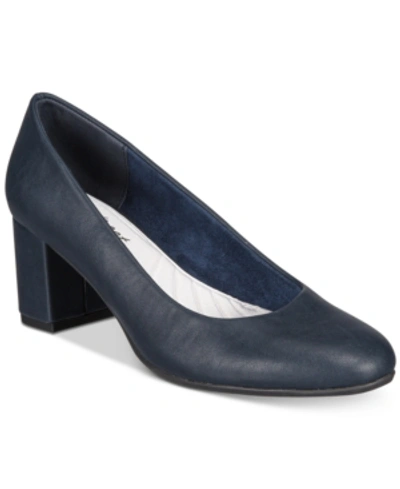 Easy Street Proper Womens Faux Leather Slip On Pumps In Navy