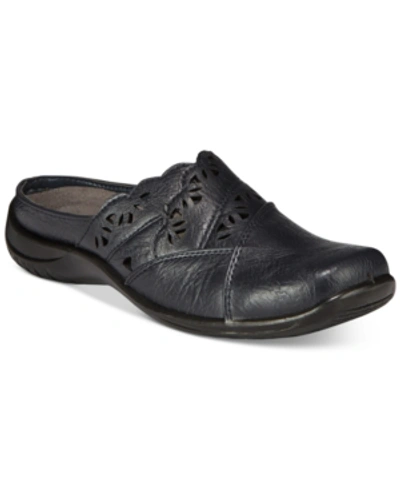 Easy Street Forever Womens Faux Leather Slip On Mules In Navy