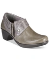 Easy Street Darcy Womens Faux Leather Slip On Shooties In Grey Combo
