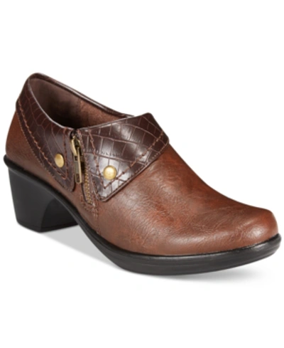 Easy Street Darcy Womens Faux Leather Embossed Booties In Tan,brown Combo