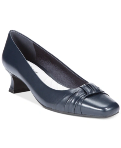 Easy Street Waive Square Toe Pump In New Navy