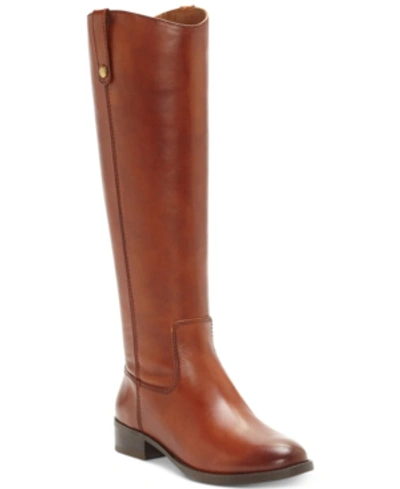 Inc International Concepts Fawne Wide-calf Riding Leather Boots, Created For Macy's In Cognac