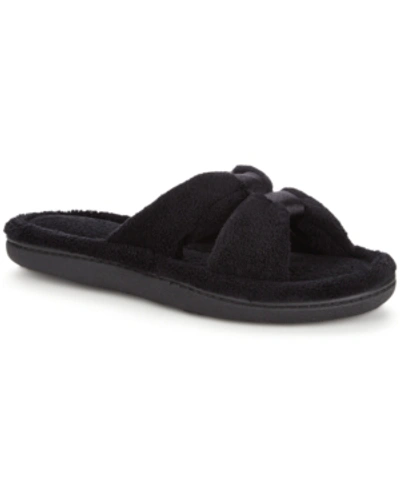 Isotoner Signature Women's Micro Terry X-slide Slippers In Black