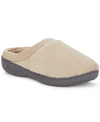 Isotoner Signature Microterry Pillowstep Slippers With Satin Trim In Tan