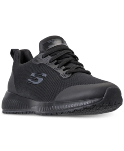 Skechers Women's Work: Squad Slip Resistant Wide Width Athletic Work Sneakers From Finish Line In Black