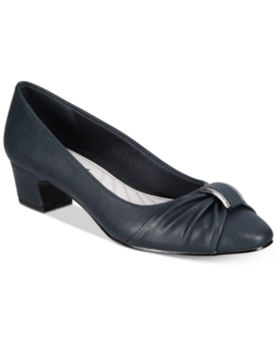 Easy Street Eloise Womens Slip On Embellished Pumps In Navy