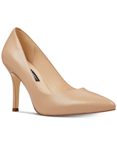 Nine West Women's Flax Stiletto Pointy Toe Dress Pumps In Barely Nude Leather