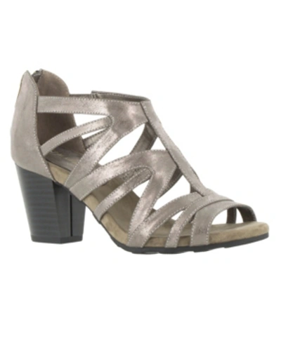 Easy Street Amaze Womens Faux Leather Open Toe Sandals Shoes In Pewter Metallic