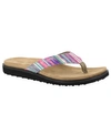 Easy Street Stevie Womens Padded Insole Open Toe Thong Sandals In Purple Striped Metallic Multi
