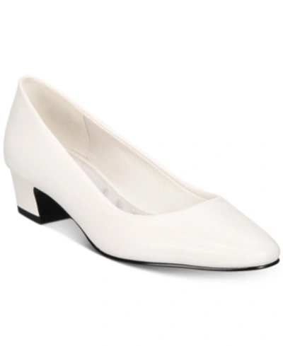 Easy Street Prim Kitten Heel Pumps In White