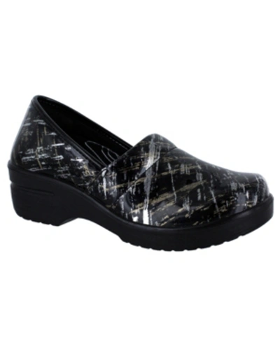 Easy Street Easy Works Laurie Clogs Women's Shoes In Black Streak