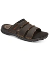 Rockport Darwyn Leather Slide Sandal In Brown Leather