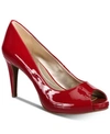 Bandolino Rainaa Womens Faux Leather Snake Print Pumps In Medium Red