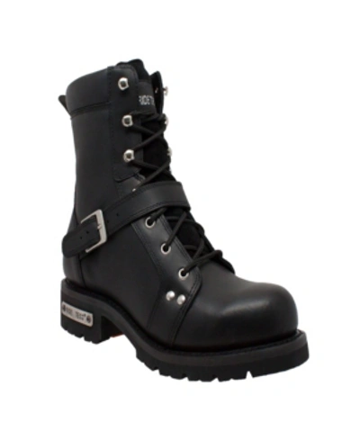 Adtec Men's 6" Reflective Double Zipper Biker Boot In Black