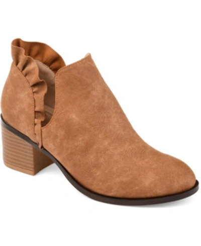 Journee Collection Journee Lennie Ruffle Trim Ankle Bootie In Brown