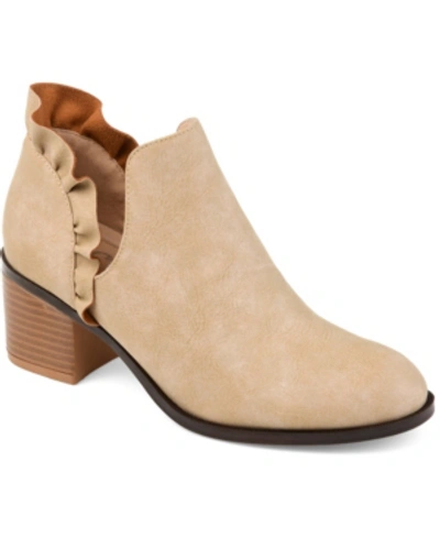 Journee Collection Journee Lennie Ruffle Trim Ankle Bootie In Taupe