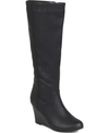 Journee Collection Women's Langly Wide Calf Knee High Wedge Boots In Black