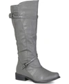 Journee Collection Women's Harley Extra Wide Calf Rouched Knee High Boots In Grey