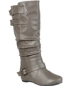 Journee Collection Women's Tiffany Wide Calf Slouch Buckle Mid Shaft Boots In Grey
