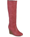 Journee Collection Women's Langly Wide Calf Knee High Wedge Boots In Red