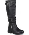 Journee Collection Women's Stormy Extra Wide Calf Knee High Riding Boots In Black