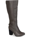 Journee Collection Women's Carver Wide Calf Block Heel Knee High Boots In Grey