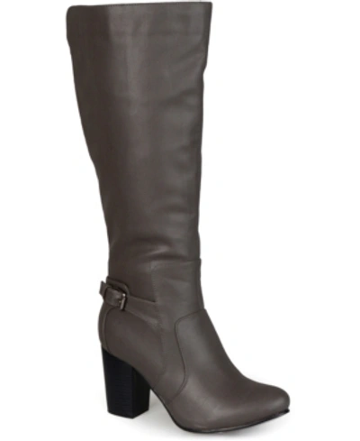 Journee Collection Women's Carver Wide Calf Block Heel Knee High Boots In Grey