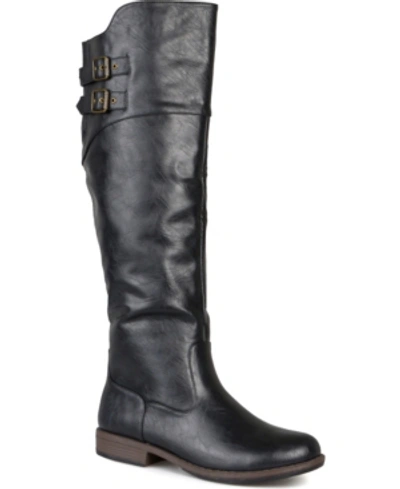 Journee Collection Tori Womens Faux Leather Wide Calf Knee-high Boots In Black