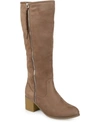 Journee Collection Women's Sanora Stacked Heel Mid Shaft Boots In Taupe